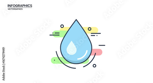 Refreshing water droplet graphic illustration symbolizing purity and hydration campaign concept