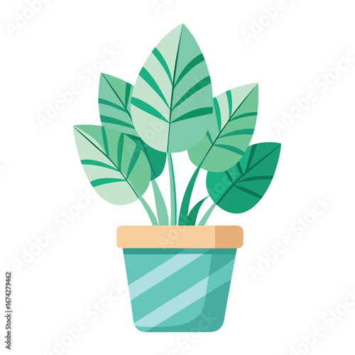 Green plant growing in a pot illustration