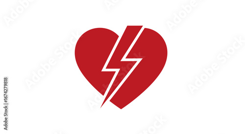 Symbolic representation of cardiac health issues and emergency interventions featuring a heart and
