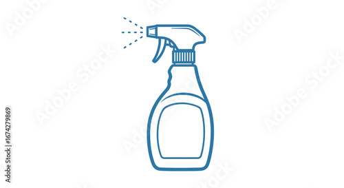 Spray bottle outline illustration representing cleaning and disinfecting solutions for hygiene