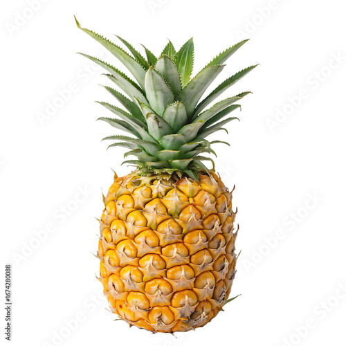 A whole pineapple isolated on a transparent background
