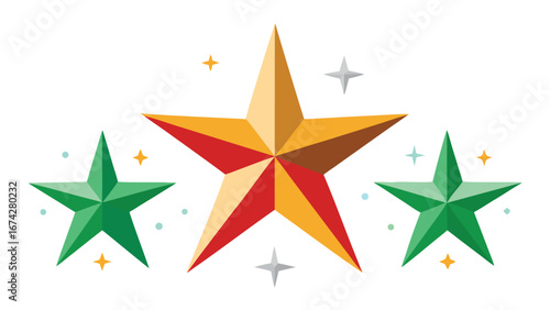 Colorful Geometric Star Design vector isolated on white background