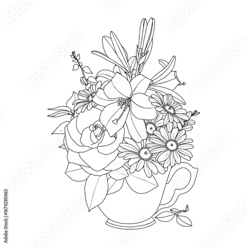 Abstract floral background. Coloring page for adults and children.