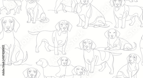 Elegant canine silhouettes in a modern minimalistic style on a neutral background