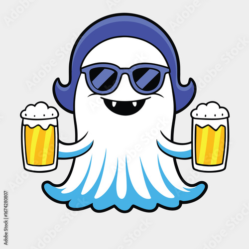 Halloween Vector illustration of a glass of beer with foam for bar and party design