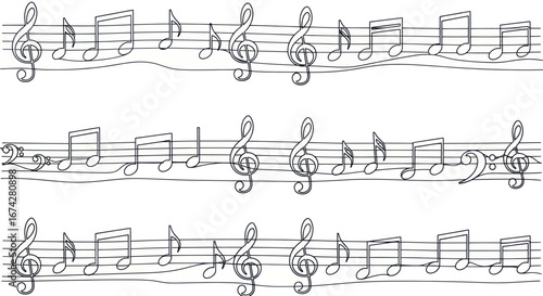 Musical stave harmony showcasing classic notes and symbols with elegant flowlines