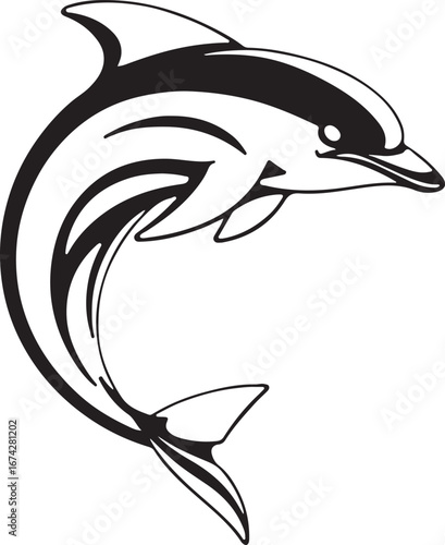 Tribal tattoo design of a shark illustration swimming in the ocean