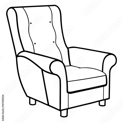 Side Profile Recliner Line Art