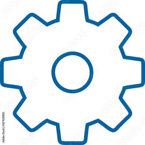 Outlined cogwheel icon vector representing tool settings, configurations, and admin panel functions. Great for tech-based UI designs.