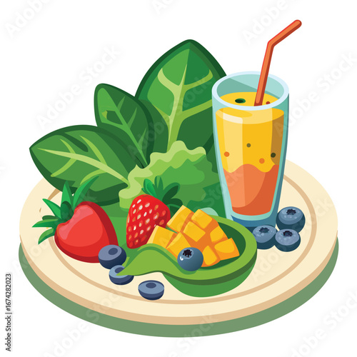 Fresh fruit juice with assorted fruits in a glass