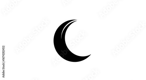 Mystical crescent silhouette artwork depicting waxing moon phase on white backdrop