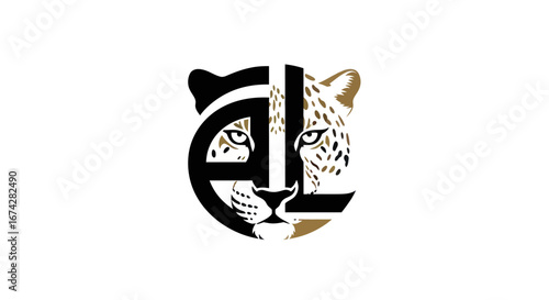 Sophisticated leopard logo blending animal imagery with elegant typographic design perfectly