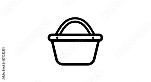 Minimalist basket graphic element showcasing a clean design on a white background