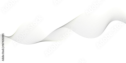 Abstract grey wave lines on transparent background. Technology, data science, geometric border pattern. Isolated on white background. Vector for banners and background.