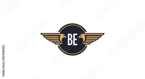 Elegant aviation style logo with eagle wings and central initials evoking classic emblems