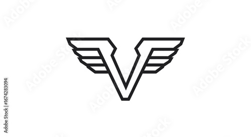 Winged victory initial v logo design conveying speed and elegance in minimalist style