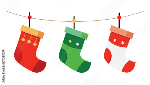 Christmas stocking vector isolated on white background