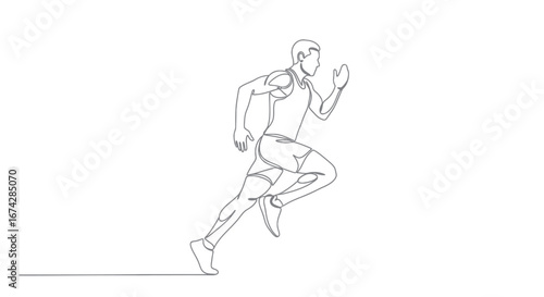 Dynamic single line drawing of a runner in motion showcasing speed and athleticism