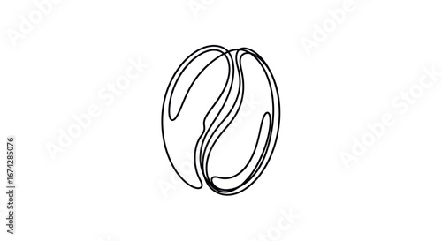Elegant single line drawing of a coffee bean showcasing minimalism and simplicity in design