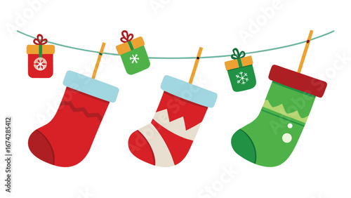 Christmas stocking vector isolated on white background