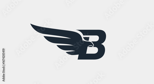 Sophisticated letter B logo combining a stylized eagle head and outstretched wing