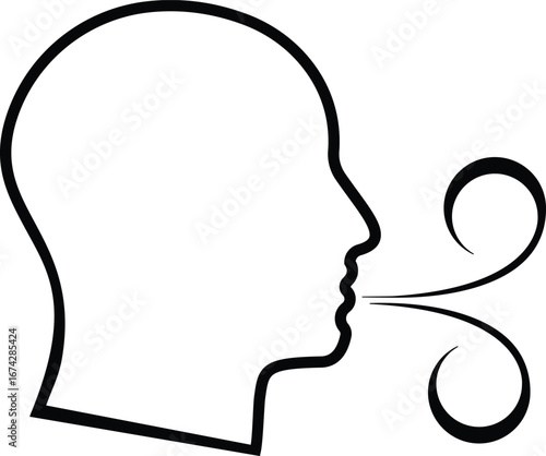 Having breath difficulties icon. Health Care. outline icon. Breathing vector icon isolated on white background . checking breath or suffering respiration problems. 
