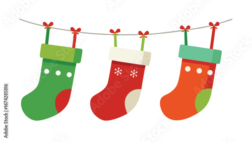 Christmas stocking vector isolated on white background