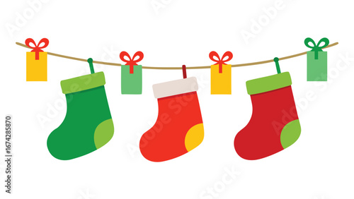 Christmas stocking vector isolated on white background