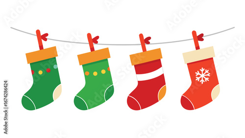 Christmas stocking vector isolated on white background