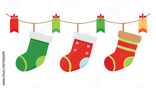 Christmas stocking vector isolated on white background