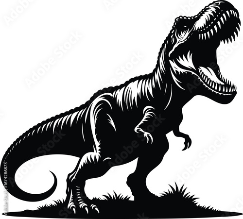 Giant Angry T-rex Roaring vector illustration isolated on white background