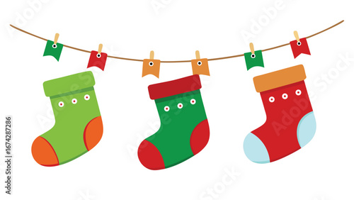 Christmas stocking vector isolated on white background
