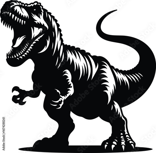 Giant Angry T-rex Roaring vector illustration isolated on white background