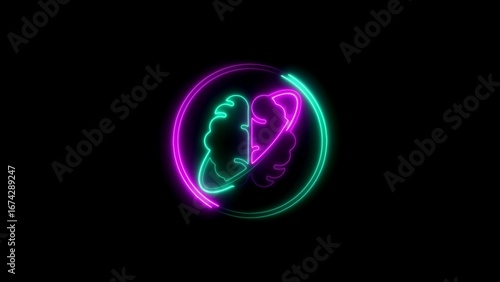Konstfotografi Glowing neon brain design illustrating ideas creativity knowledge and artificial
