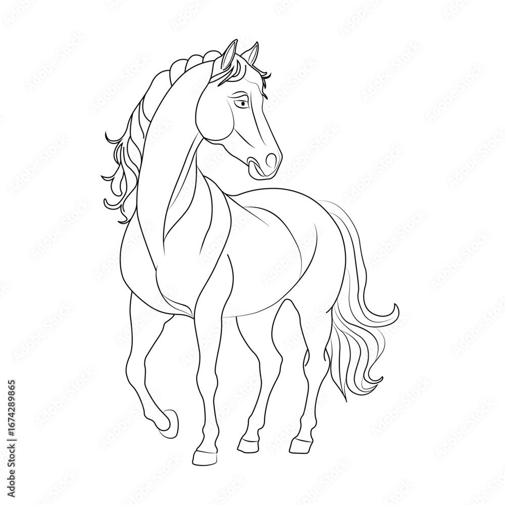 Obraz premium Horse line art vector design. Horse outline illustration design.