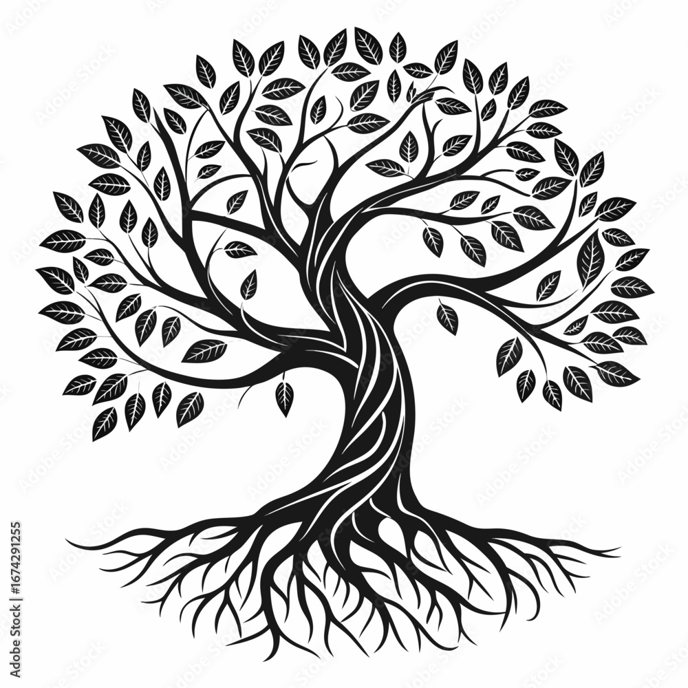 Obraz premium Detailed tree illustration with roots and branches