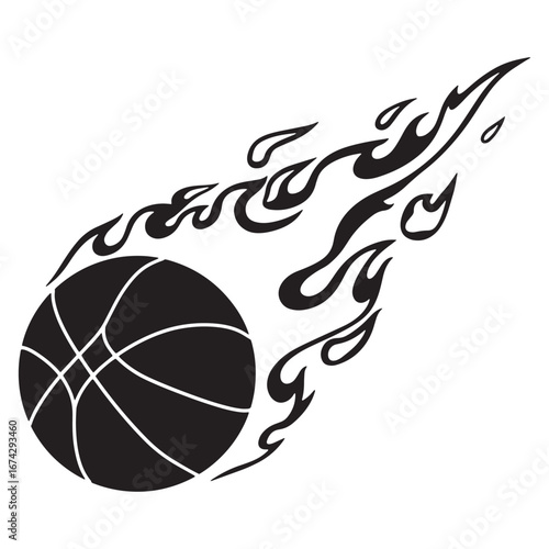 Fiery Basketball Design  A Blazing Icon for Sports and Competition