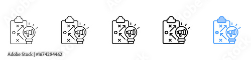 Marketing Plan Icon Different Style Outline Collection Set 