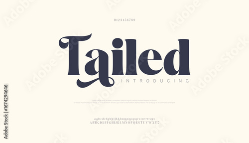 Tailed Elegant awesome alphabet letters font and number. unique serif font. Classic Lettering Minimal Fashion Designs. Typography fonts regular uppercase and lowercase. vector illustration

