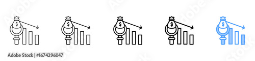 Recession Analysis Icon Different Style Outline Collection Set 