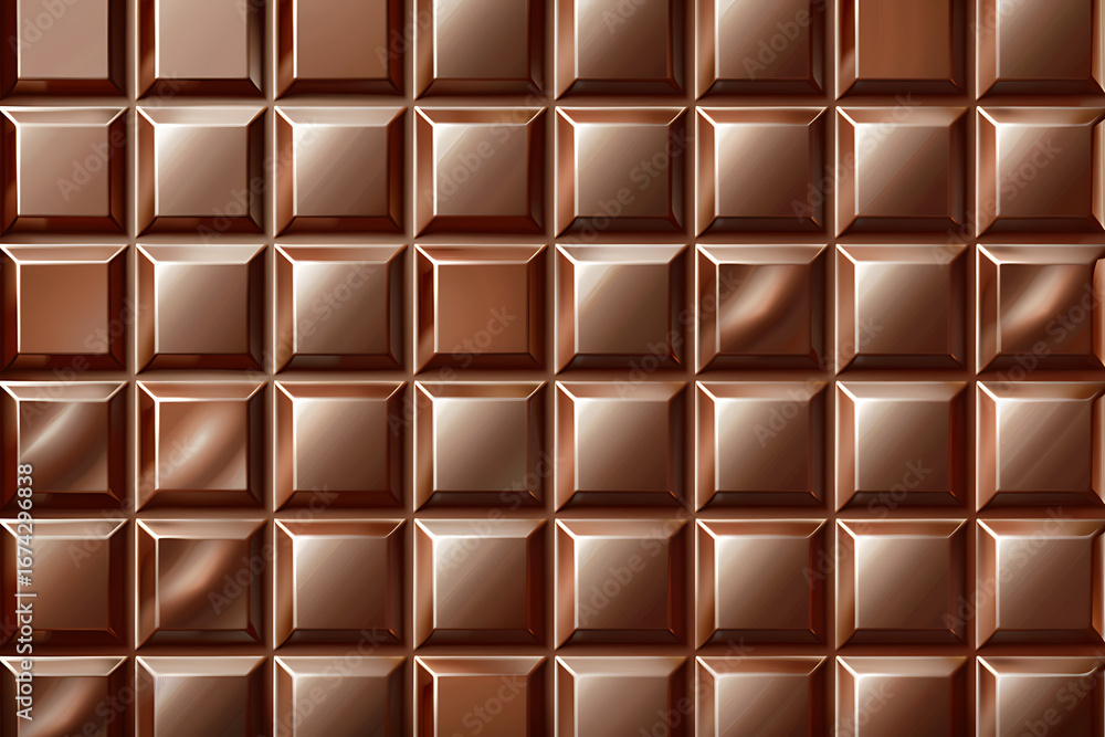Obraz premium Rich Milk Chocolate Bar Texture: Close-up, Seamless Pattern, Luxurious Brown Tones.