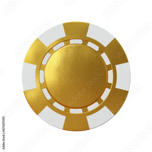 Golden casino chip.  Circular poker chip