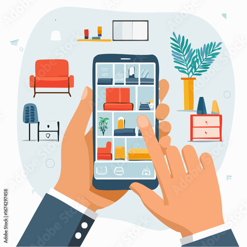 Smartphone Shopping For Modern Furniture