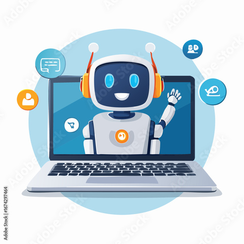 Friendly Robot on Laptop Display