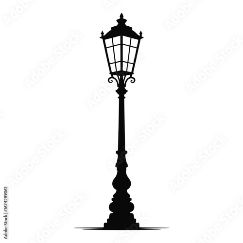 Vintage Street Lamp Vector Silhouette – Timeless City Lighting Solution
