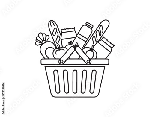 Featuring a black line grocery icon with a neat and simple design, it's universally applicable in various industries and contexts. This is also part of an icon set.