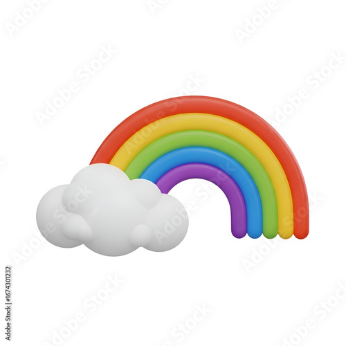 Rainbow and Cloud: 3D Model with Transparent Background for Design Projects