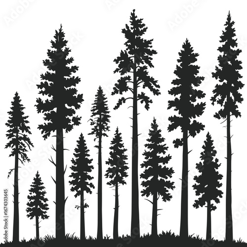 Redwood Trees Silhouette Vector