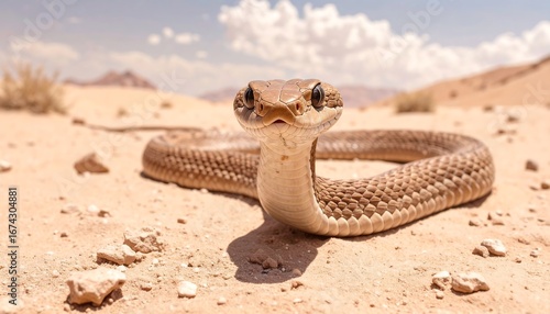 Close-up of a snake in a desert