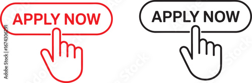 Apply now icon set. Apply Now template for website. Apply now icon flat style. Apply now button design template illustration.